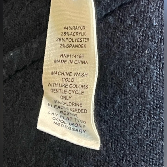 89th & Madison Long Sleeve Open Front Blue & Black Cardigan Sz Med - Picture 5 of 6